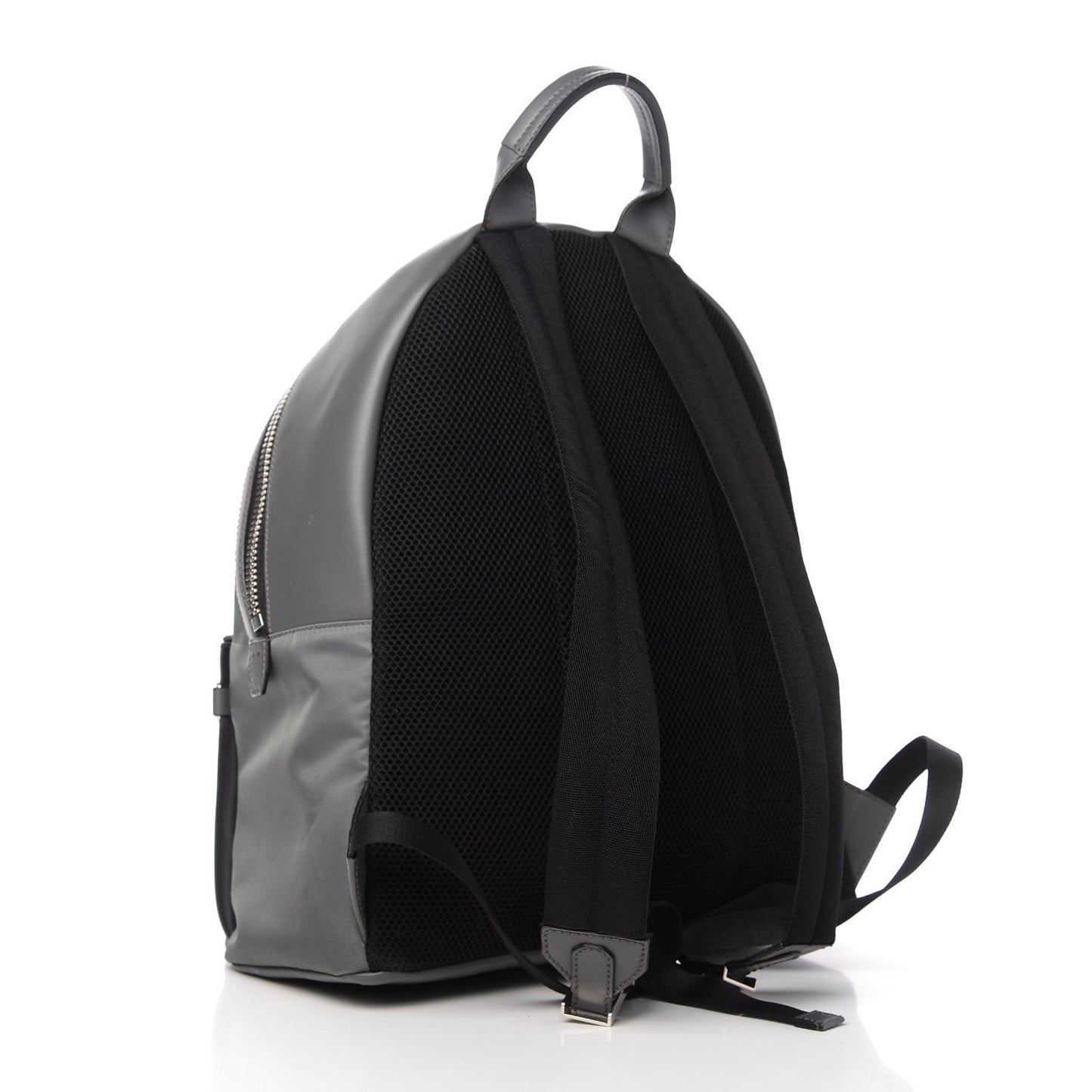 Nylon Calfskin Faces No Words Emoticon Backpack Grey Black