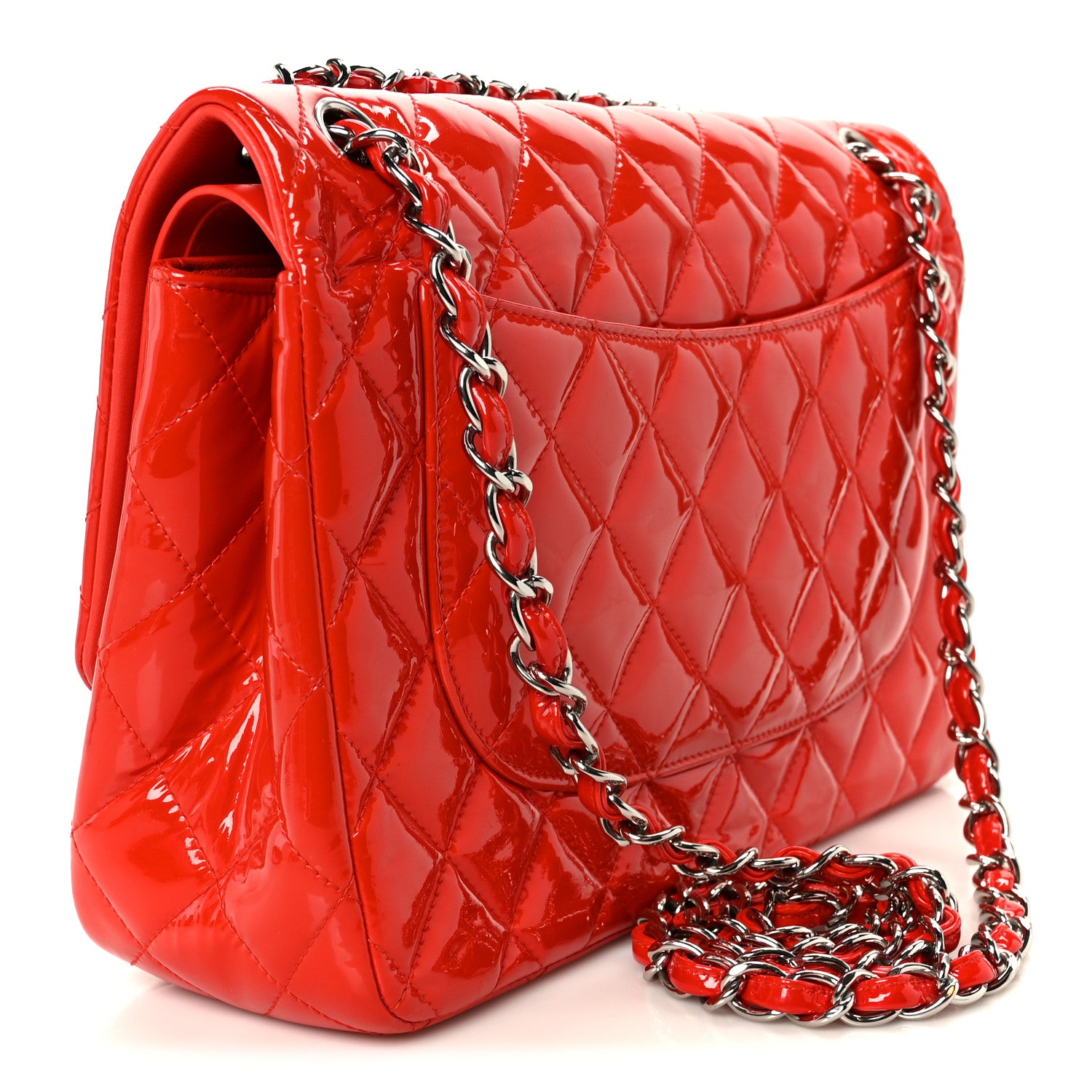 Chanel Patent Quilted Jumbo Double Flap Red 3 of 11