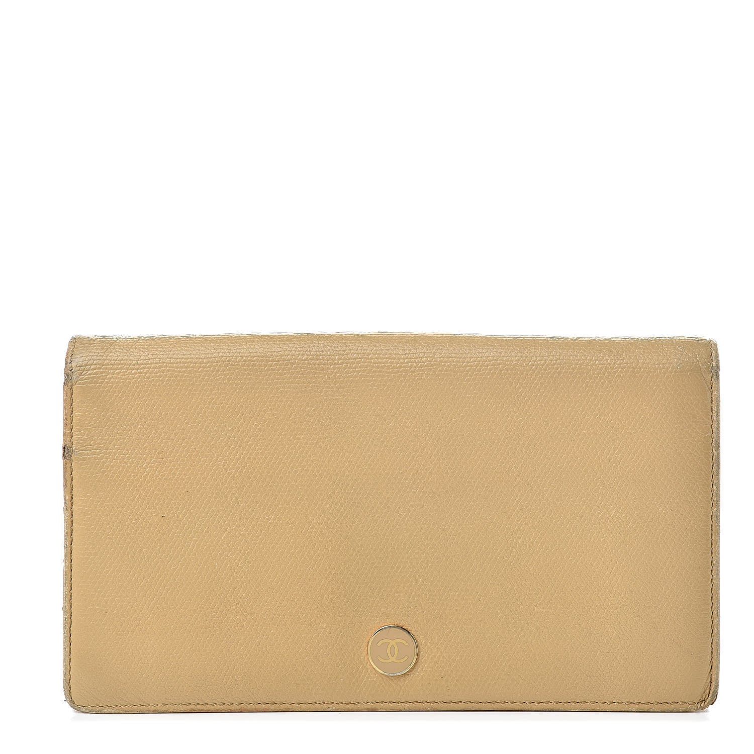 Chanel Grained Calfskin CC Button Yen Wallet Beige 1 of 19