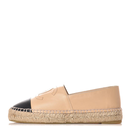 Chanel Lambskin CC Espadrilles 38 Beige Black 1 of 10
