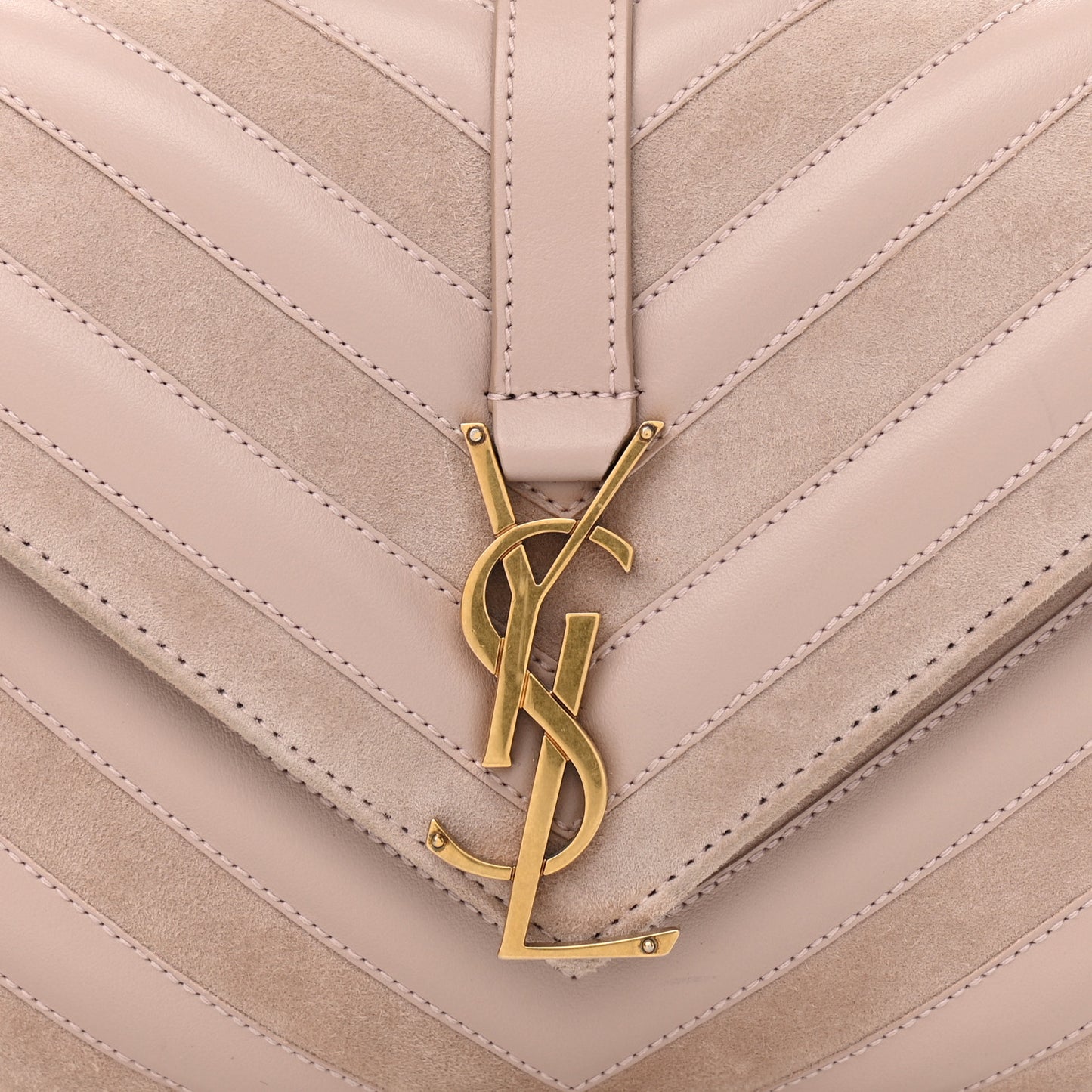 Calfskin Suede Matelasse Chevron Medium Monogram College Bag Rose Poudre