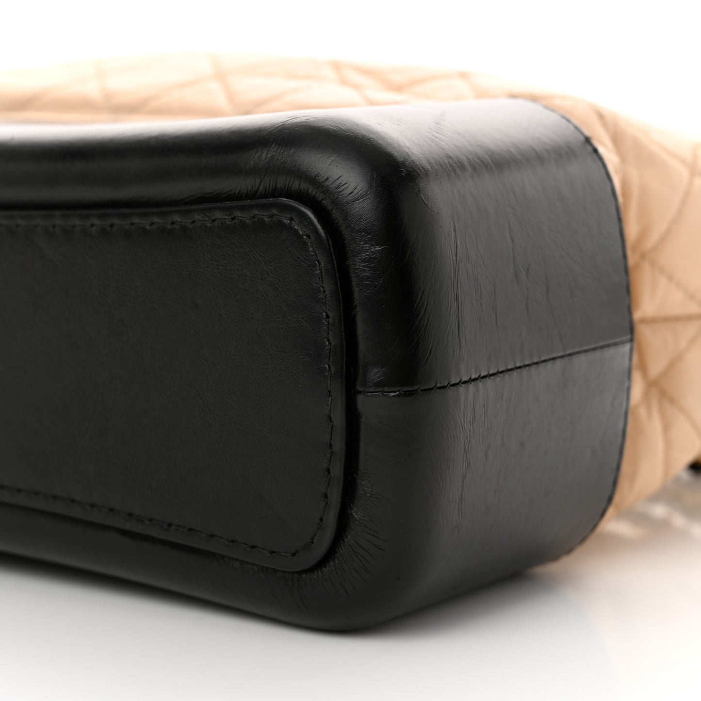 Aged Calfskin Quilted Medium Gabrielle Hobo Beige Black