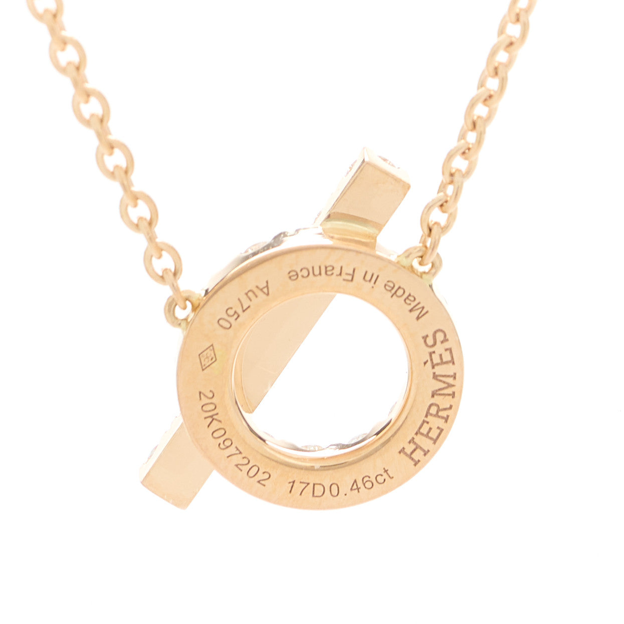 Hermes 18K Rose Gold Diamond Finesse Pendant Necklace 5 of 6