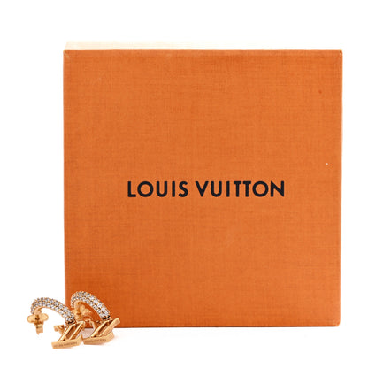 Louis Vuitton Metal Crystal LV Iconic Hoop Earrings Gold 6 of 6