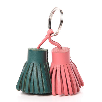 Hermes Lambskin Carmen Uno-Dos Key Holder Rose Azalee Malachite 1 of 4
