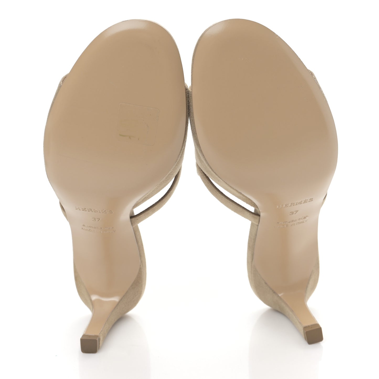 Suede Goatskin Satin Cute Sandals 37 Beige Argile