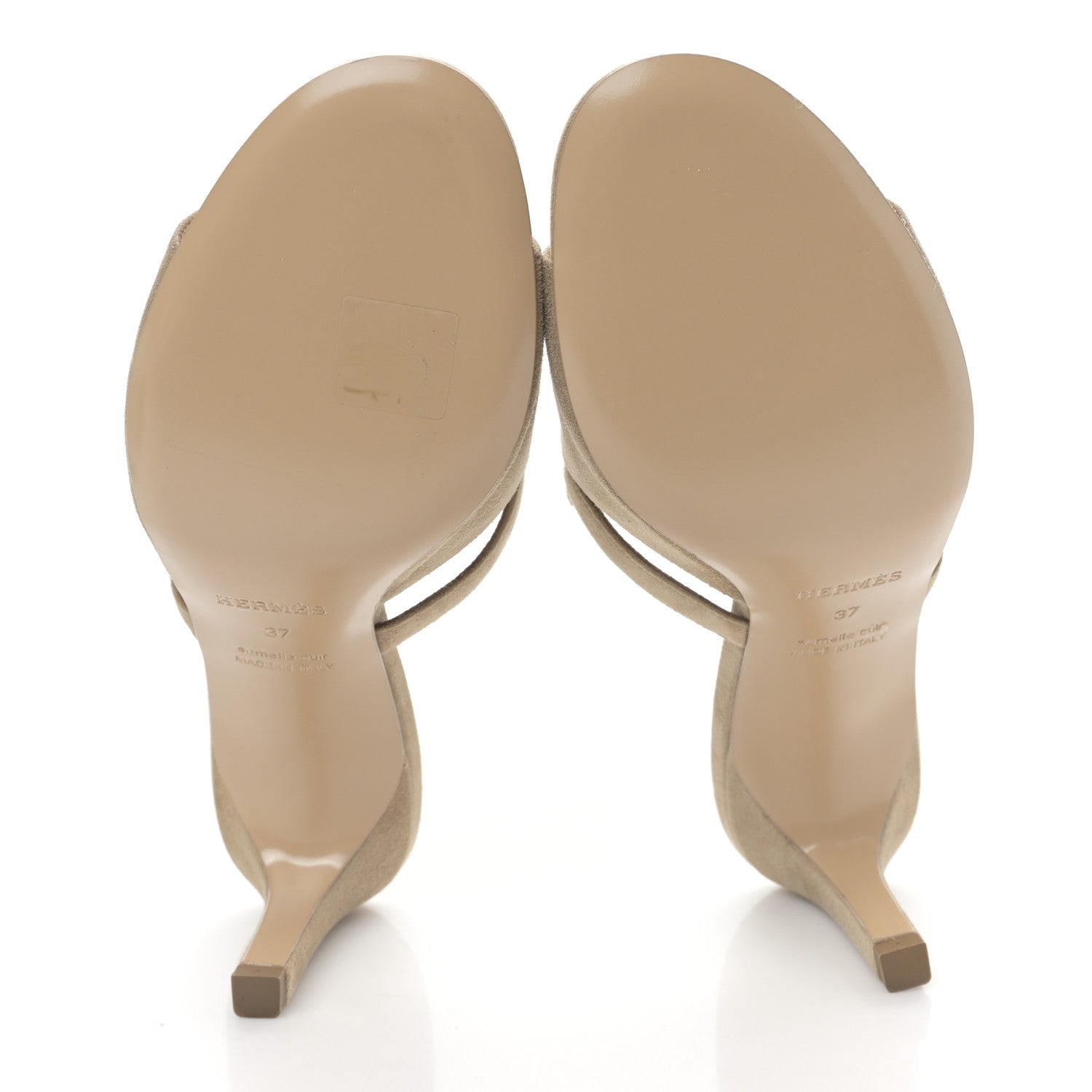 Hermes Suede Goatskin Satin Cute Sandals 37 Beige Argile 5 of 9