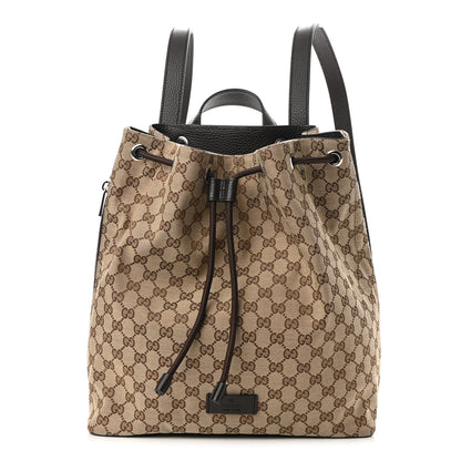 Gucci Monogram Dollar Calfskin O Drawstring Backpack Beige Ebony Testa di Moro Dark Chocolate 1 of 10