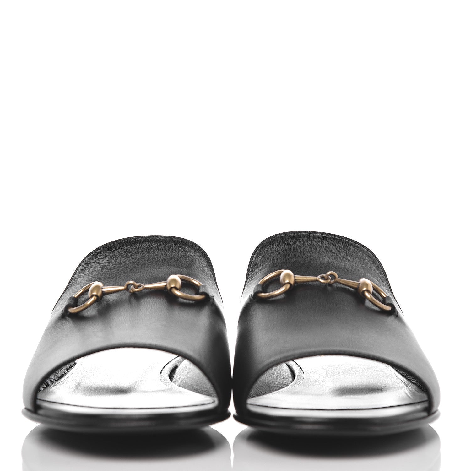 Gucci Malaga Kid Horsebit Slide Sandals 37.5 Black 2 of 8