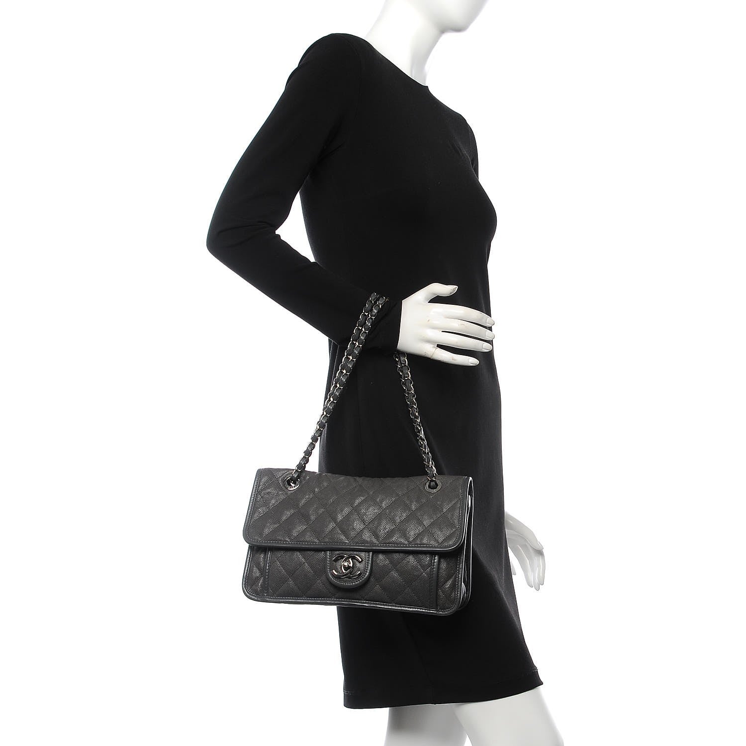 Chanel Caviar Quilted Medium French Riviera Flap Dark Grey 3 of 11
