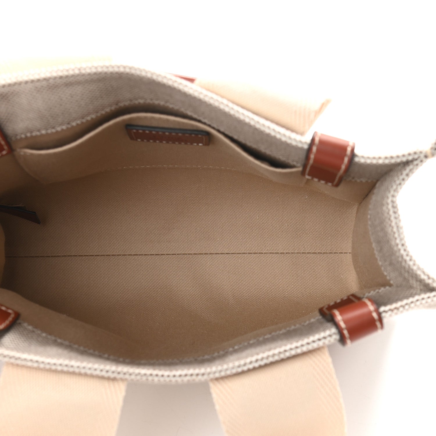 Chloe Cotton Calfskin Small Woody Ribbon Tote White Brown 5 of 9