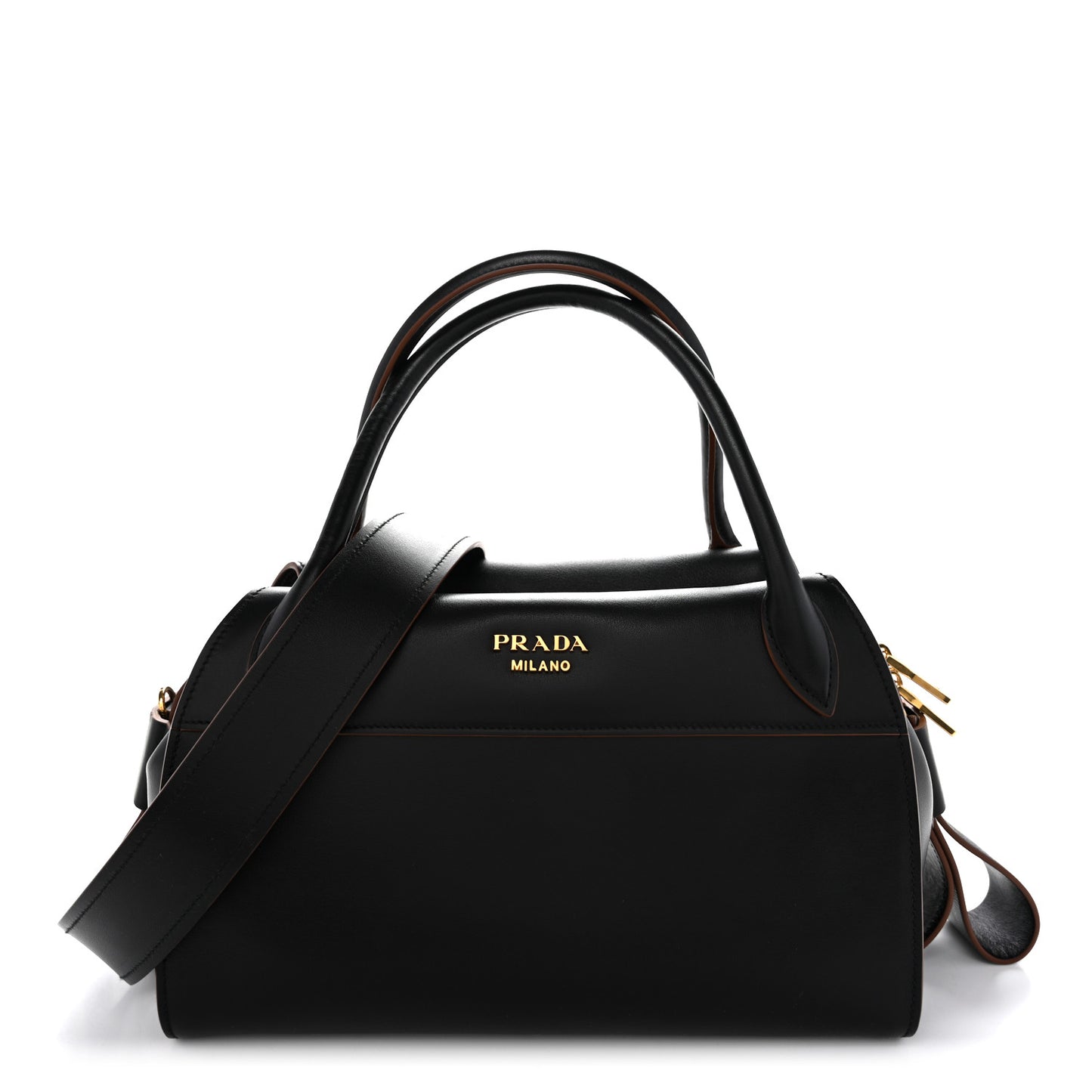 City Calf Ribbon Bowling Bag Black