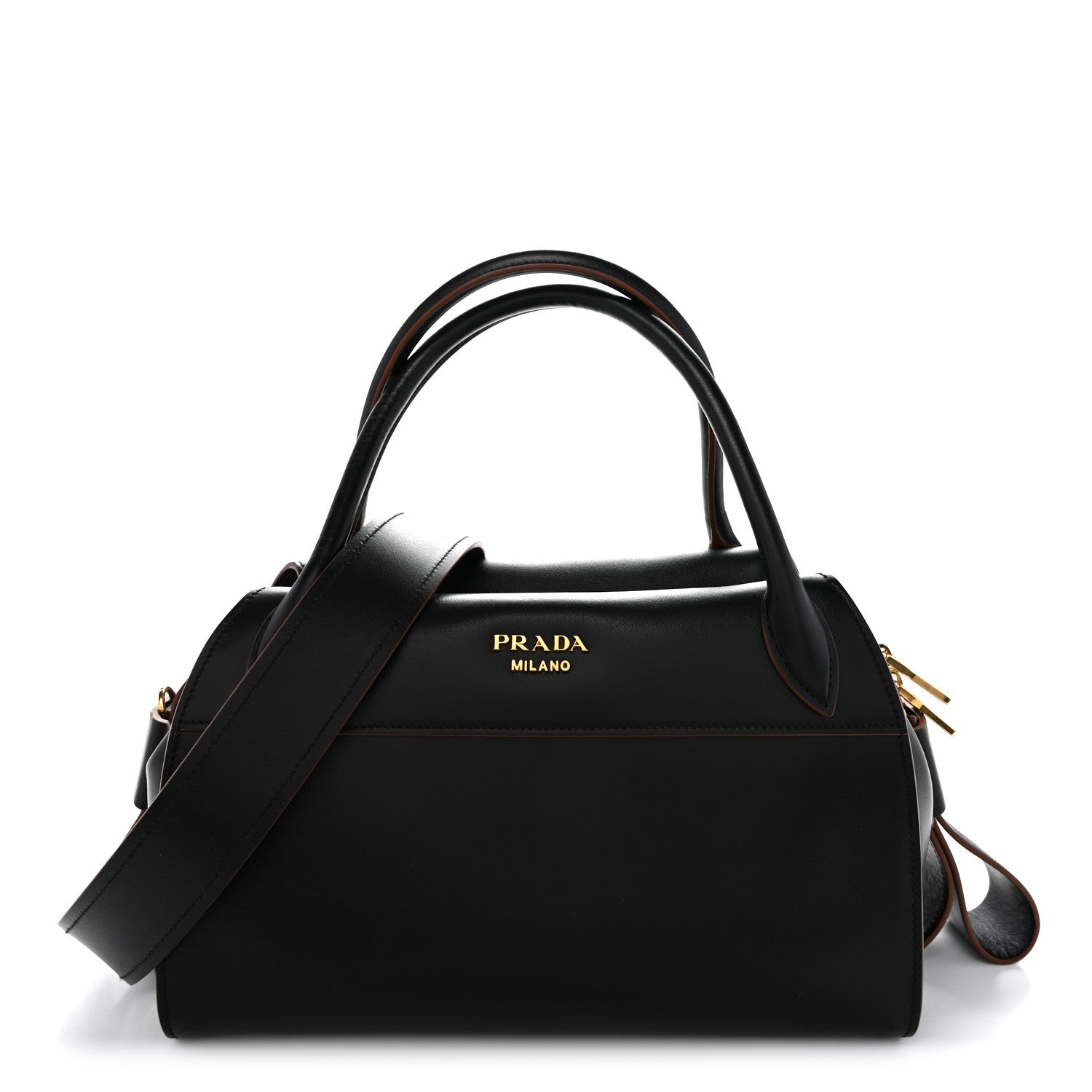 Prada City Calf Ribbon Bowling Bag Black 1 of 10