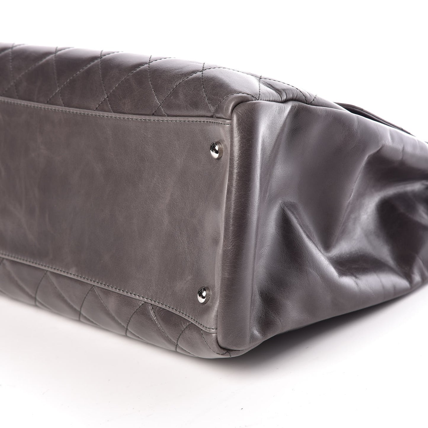 Glazed Calfskin Quilted Large CC Delivery Tote Grey