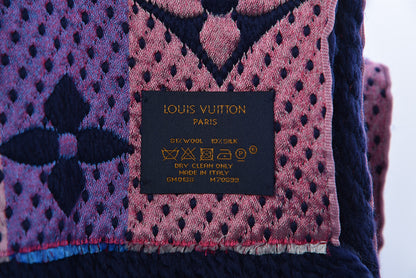 Louis Vuitton Wool Silk Rainbow Logomania Scarf Navy 4 of 4