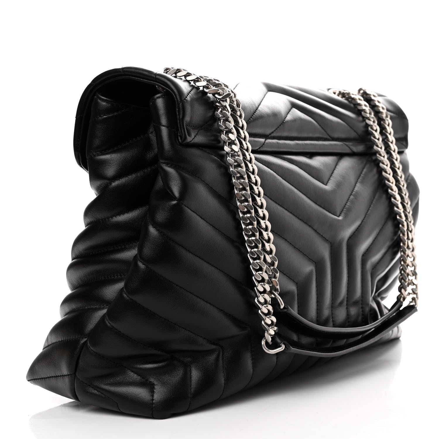 Saint Laurent Calfskin Y Quilted Monogram Large Loulou Chain Satchel Black 3 of 13