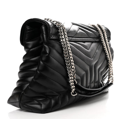 Saint Laurent Calfskin Y Quilted Monogram Large Loulou Chain Satchel Black 3 of 13