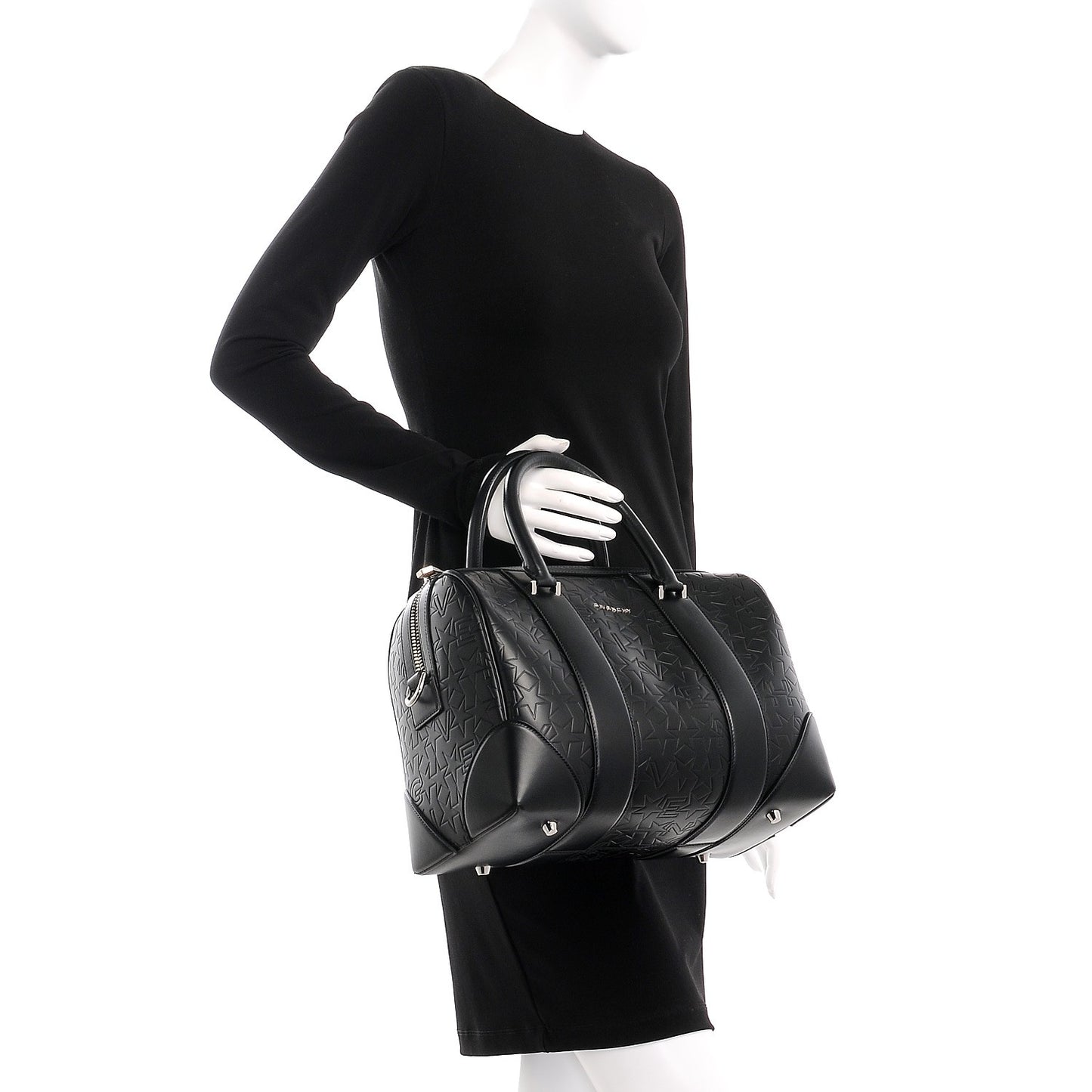 Calfskin Star Embossed Medium Lucrezia Black