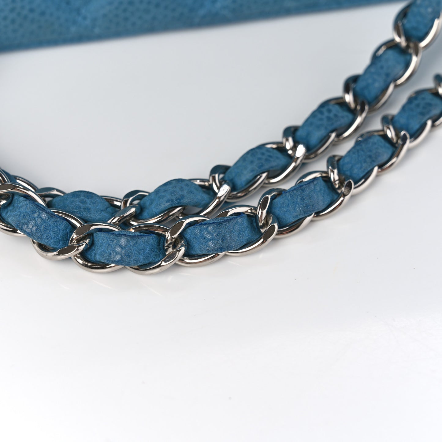 Iridescent Caviar Quilted Medium Double Flap Turquoise