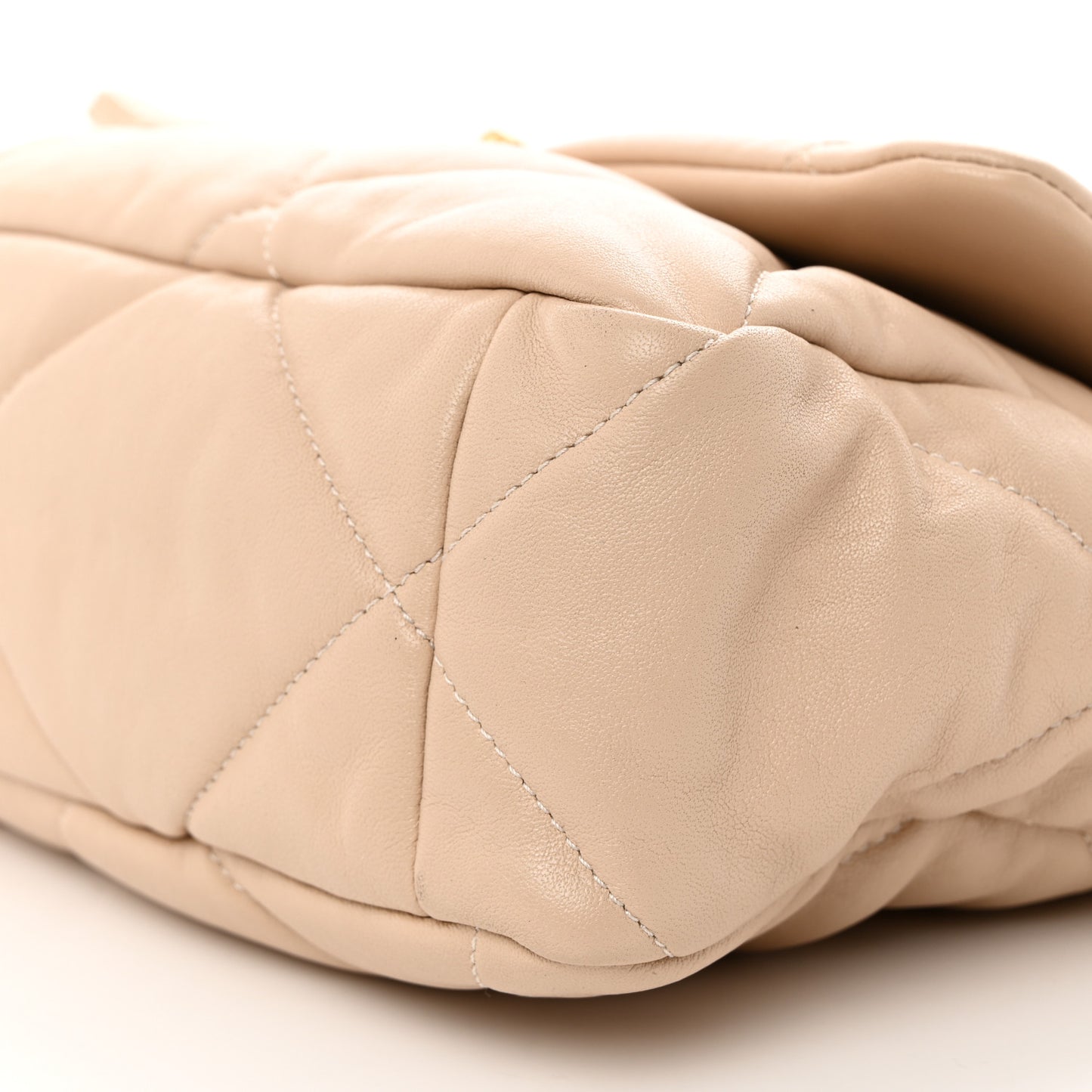 Goatskin Quilted Large Chanel 19 Flap Beige