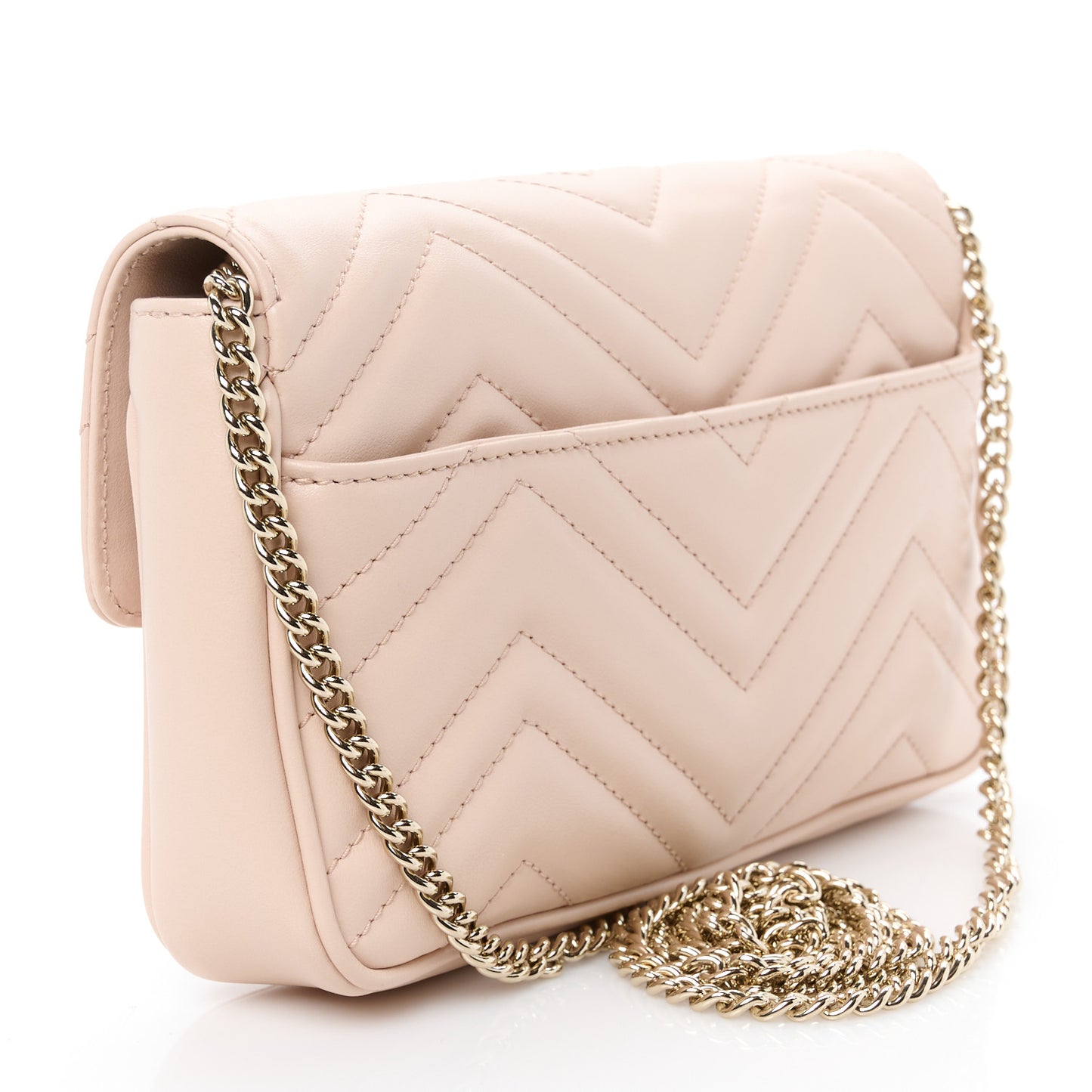 Calfskin Matelasse Mini GG Marmont Shoulder Bag With Card Holder Pink Beige Taupe