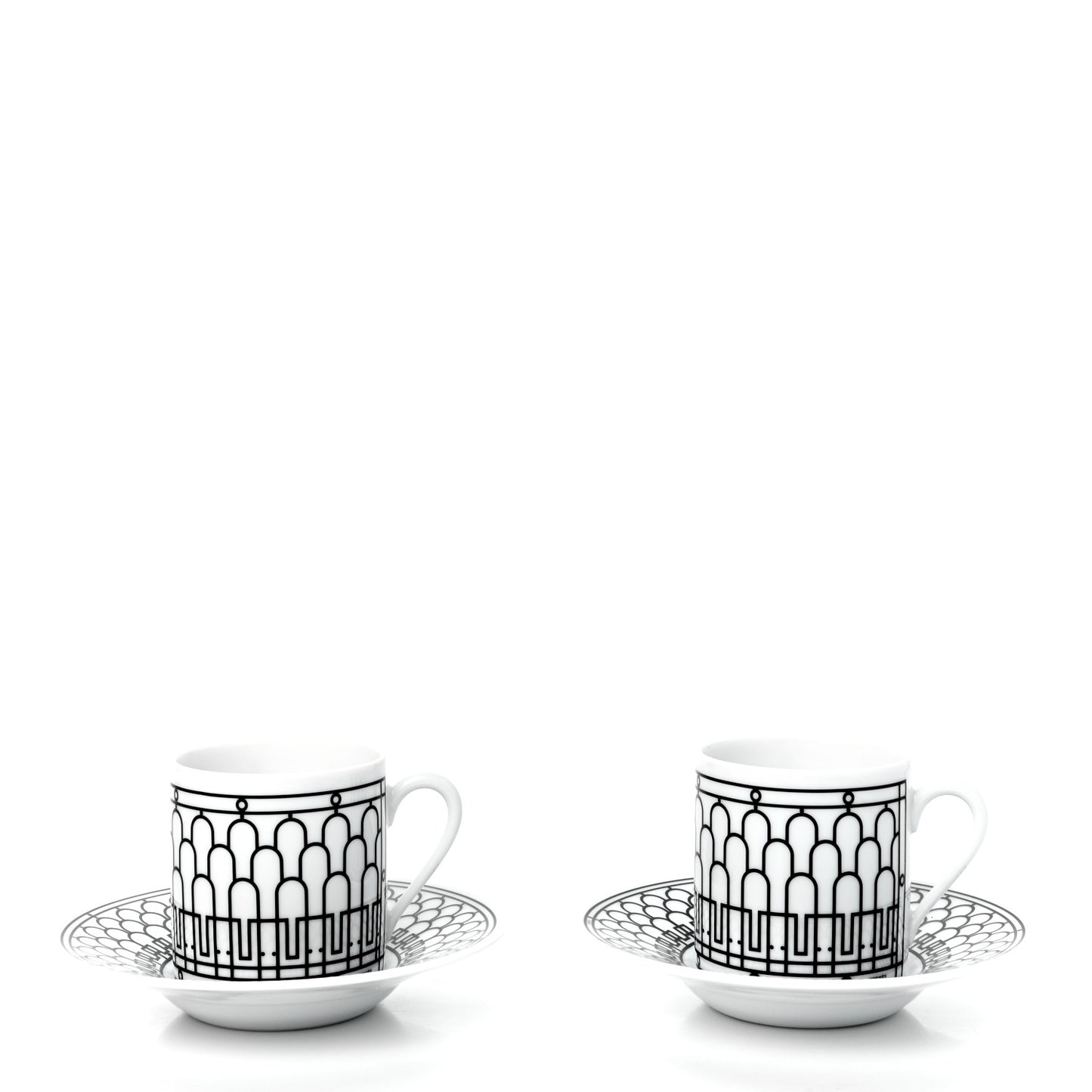 Porcelain H Deco Coffee Cup And Saucer Set Of 2 Black
