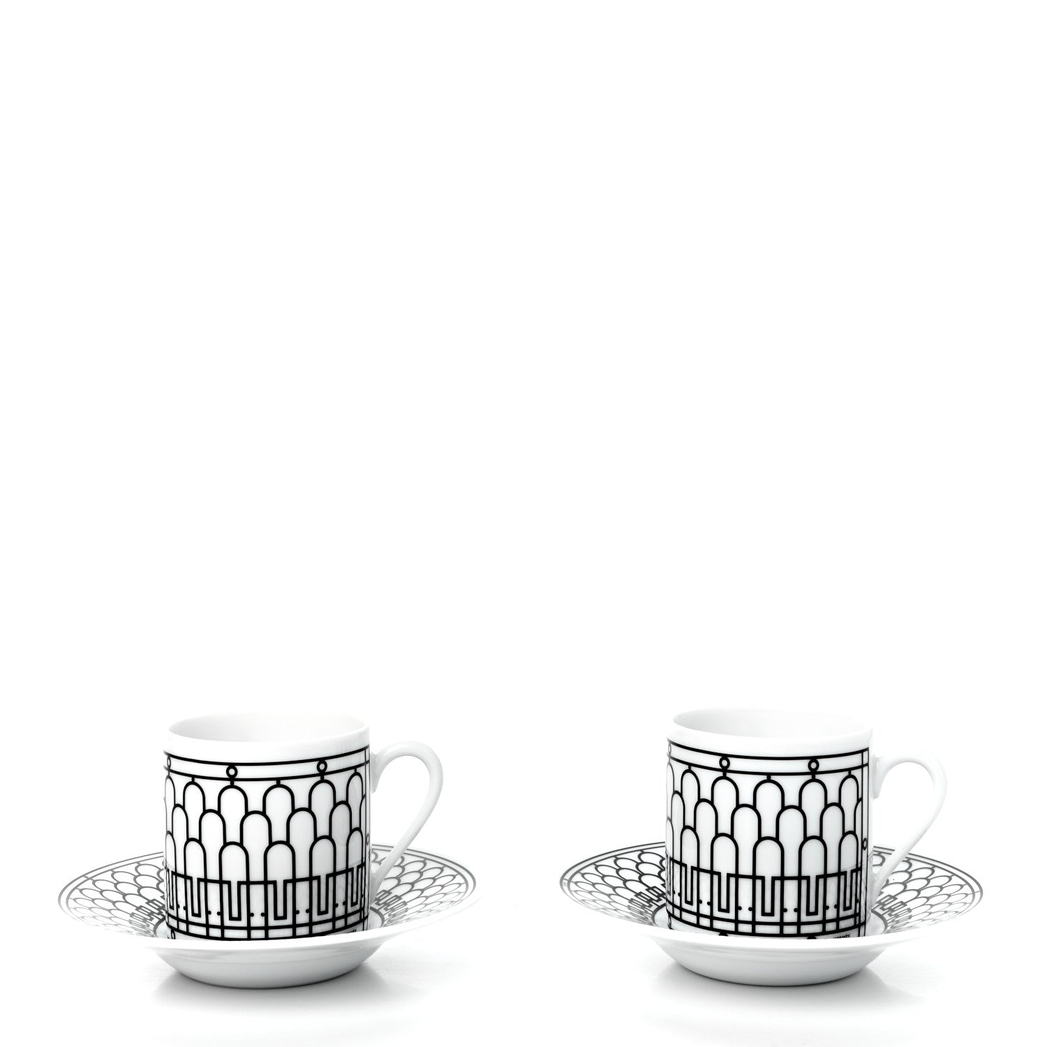 Hermes Porcelain H Deco Coffee Cup And Saucer Set Of 2 Black 3 of 9