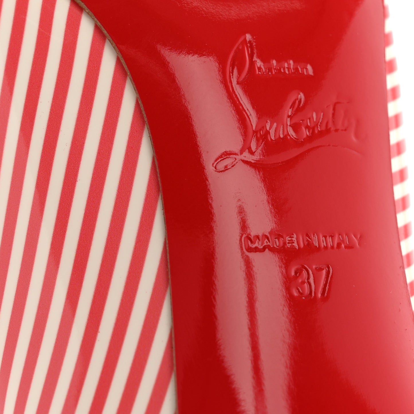 Patent Pigalle Follies Stripes 100 Pumps 37 Smoothie White