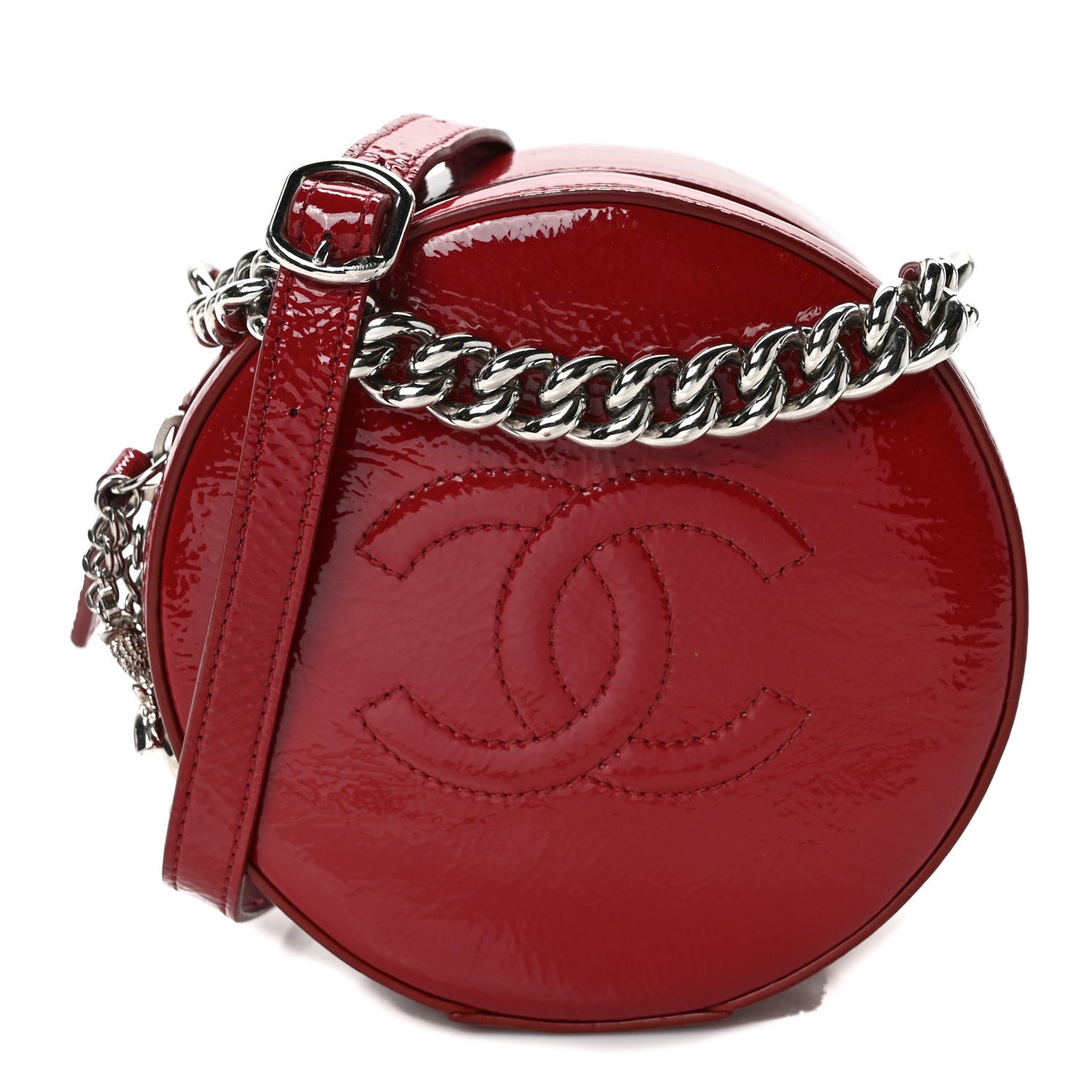 Patent Round As Earth Evening Bag Red