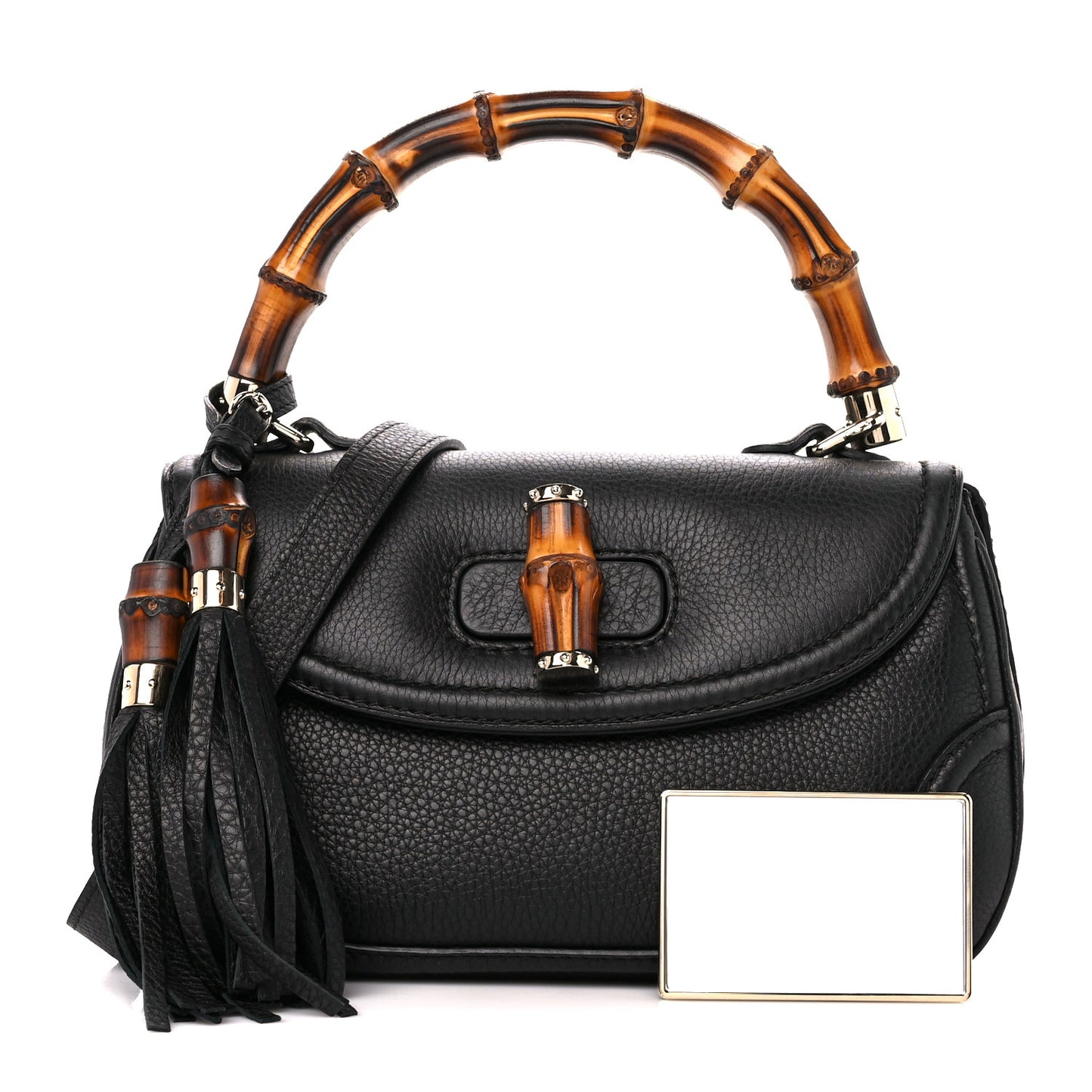 Calfskin Medium New Bamboo Top Handle Bag Black
