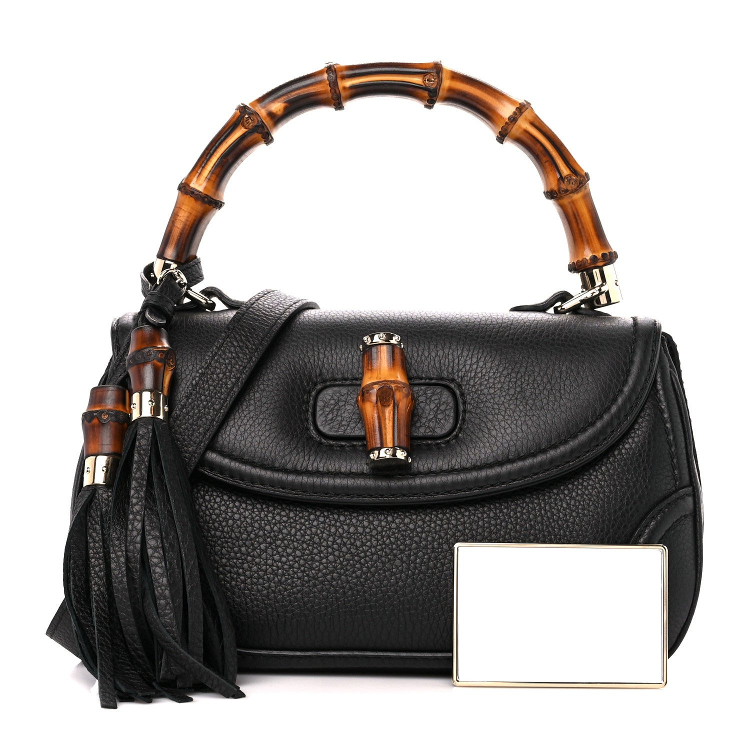 Gucci Calfskin Medium New Bamboo Top Handle Bag Black 1 of 15