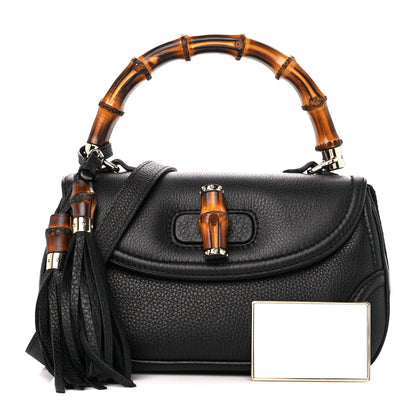 Gucci Calfskin Medium New Bamboo Top Handle Bag Black 1 of 15