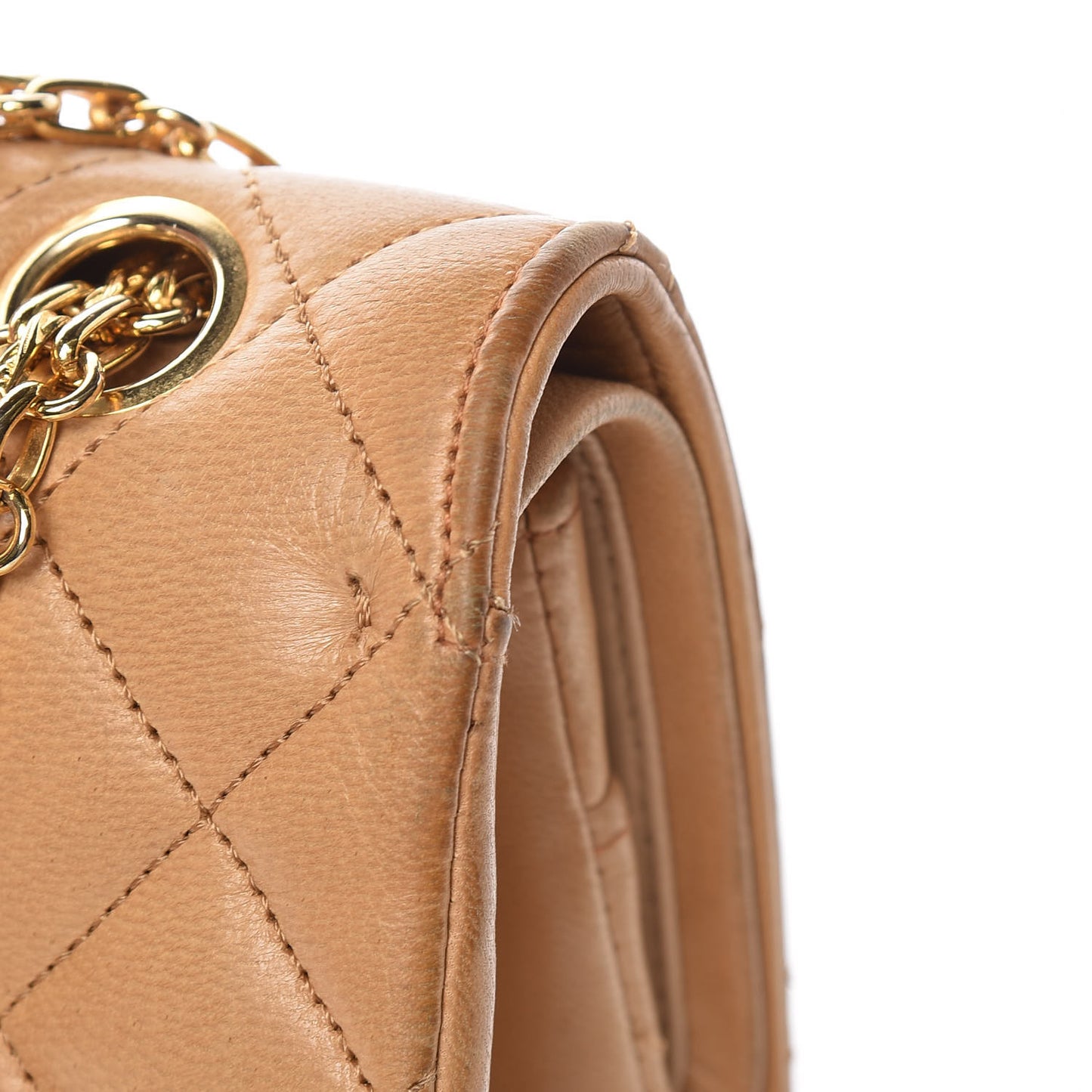 Lambskin Quilted Medium Bijoux Chain Double Flap Beige