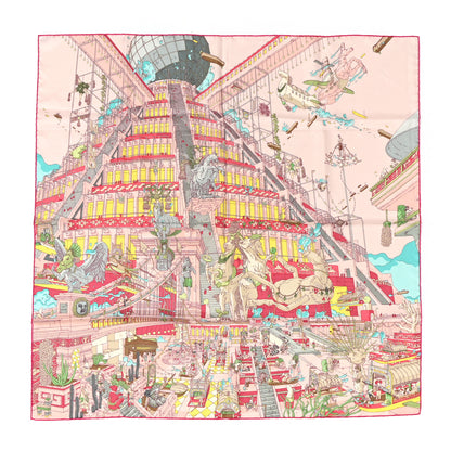 Hermes Silk La Legende Du Cheval A Plumes Scarf 90 Rose Pale Jaune Vif Turquoise 1 of 4