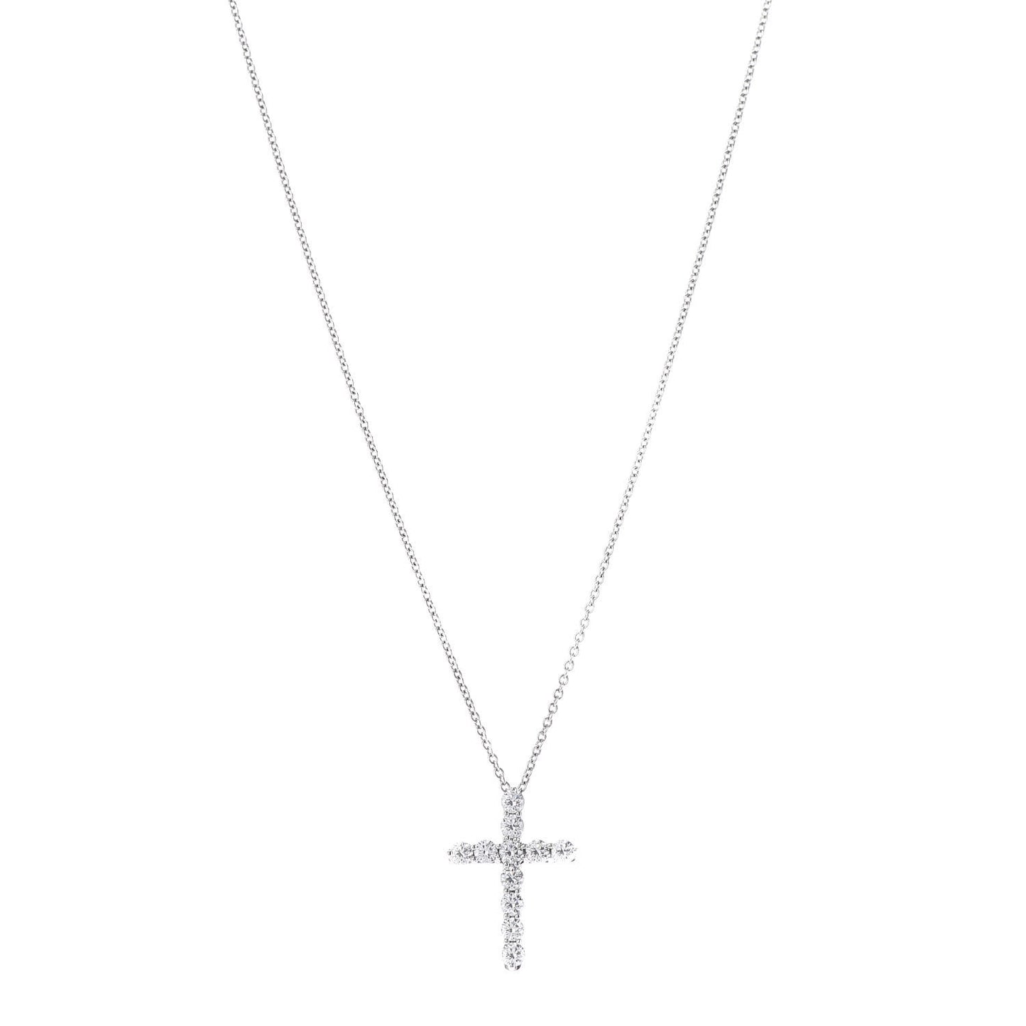 Platinum Diamond Small Cross Pendant Necklace
