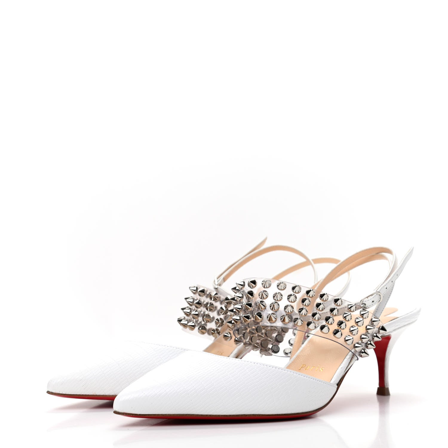 Christian Louboutin Kid PVC Zarli Levita 55 Pumps 37 White 3 of 9