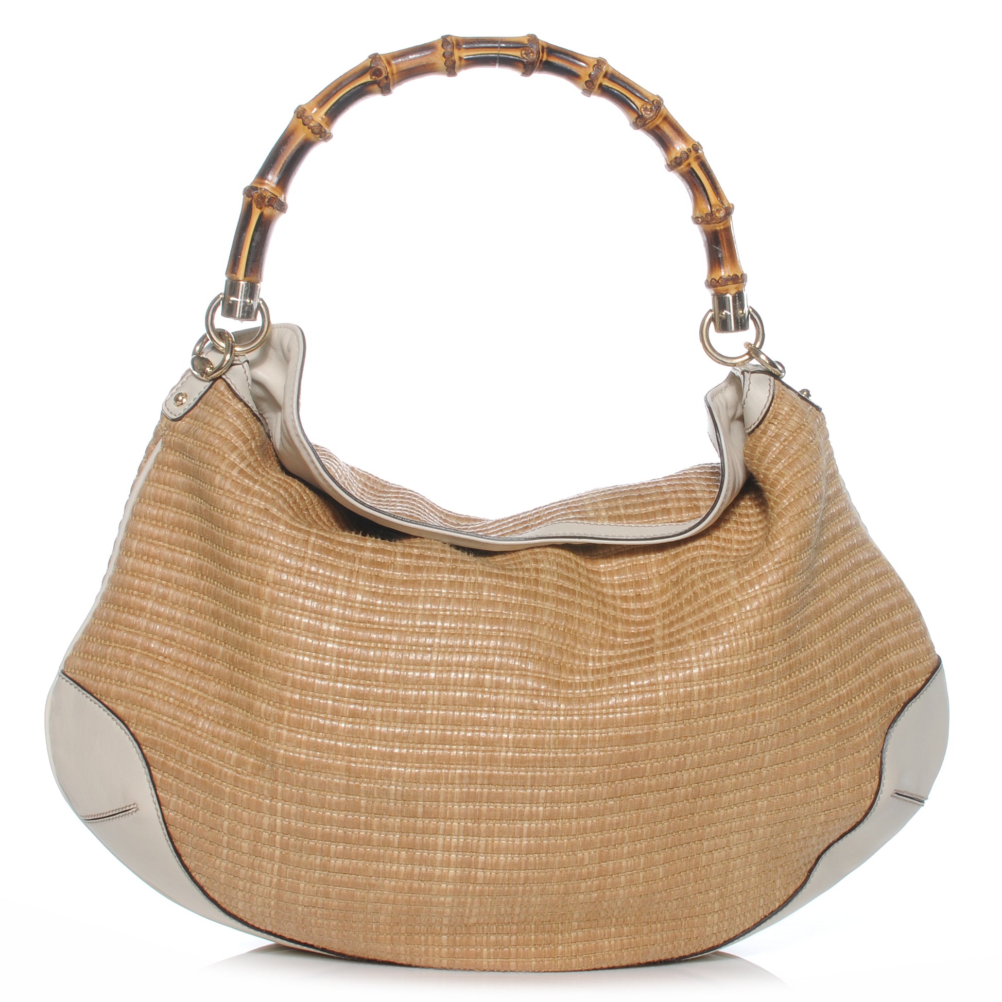 Gucci Straw Peggy Bamboo Handle Hobo 1 of 7