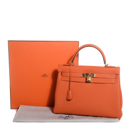 Hermes Togo Kelly Retourne 32 Orange 5 of 22