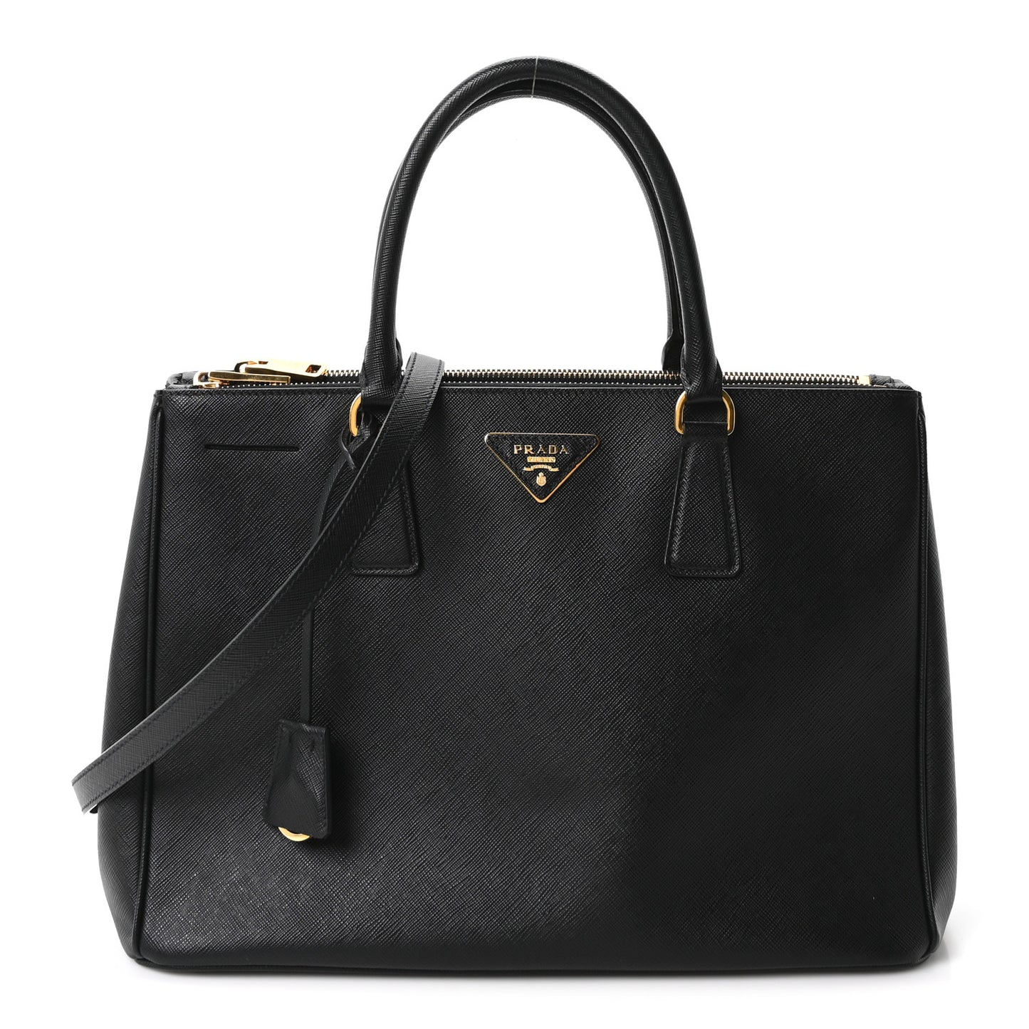 Saffiano Lux Large Galleria Double Zip Tote Black