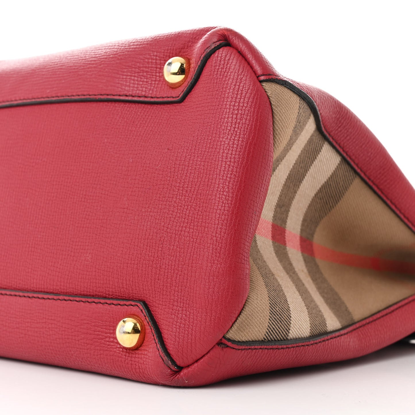 Derby Calfskin House Check Medium Banner Tote Russet Red