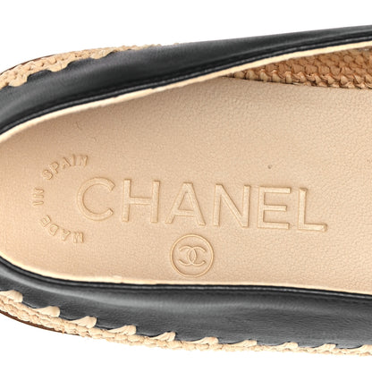 Chanel Lambskin Grosgrain Espadrilles 39 Navy Black 8 of 10