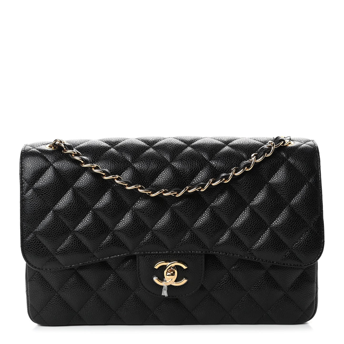 Caviar Quilted Jumbo Double Flap Black