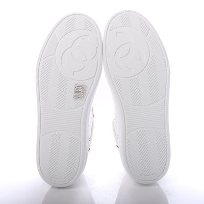 Chanel Calfskin Womens Logo Sneakers 39 White Pink 5 of 9