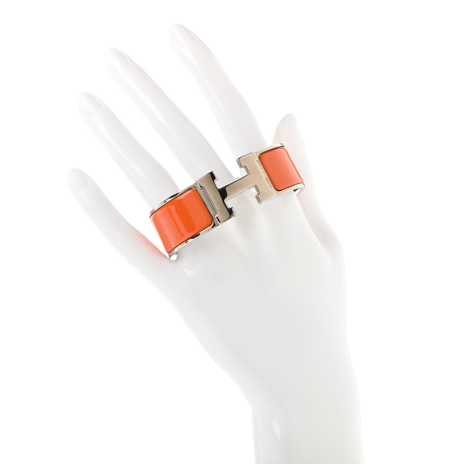 Hermes Enamel Wide Clic Clac H Bracelet PM Orange 2 of 6