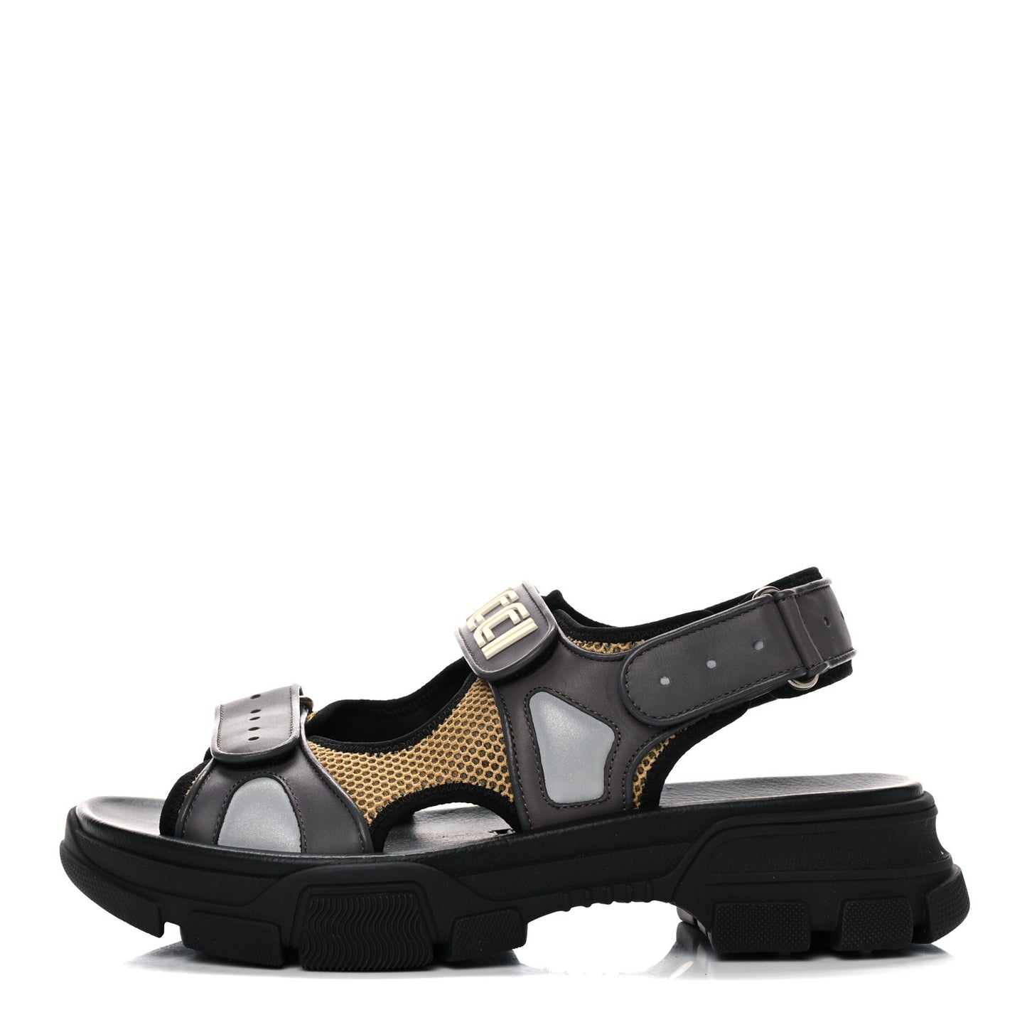 X SEGA Nappa Mesh Mens Aguru Sandals 9 Loess Black