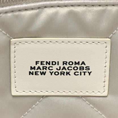 Fendi X MARC JACOBS Bleached Denim Logo Maxi Baguette Off White 6 of 10