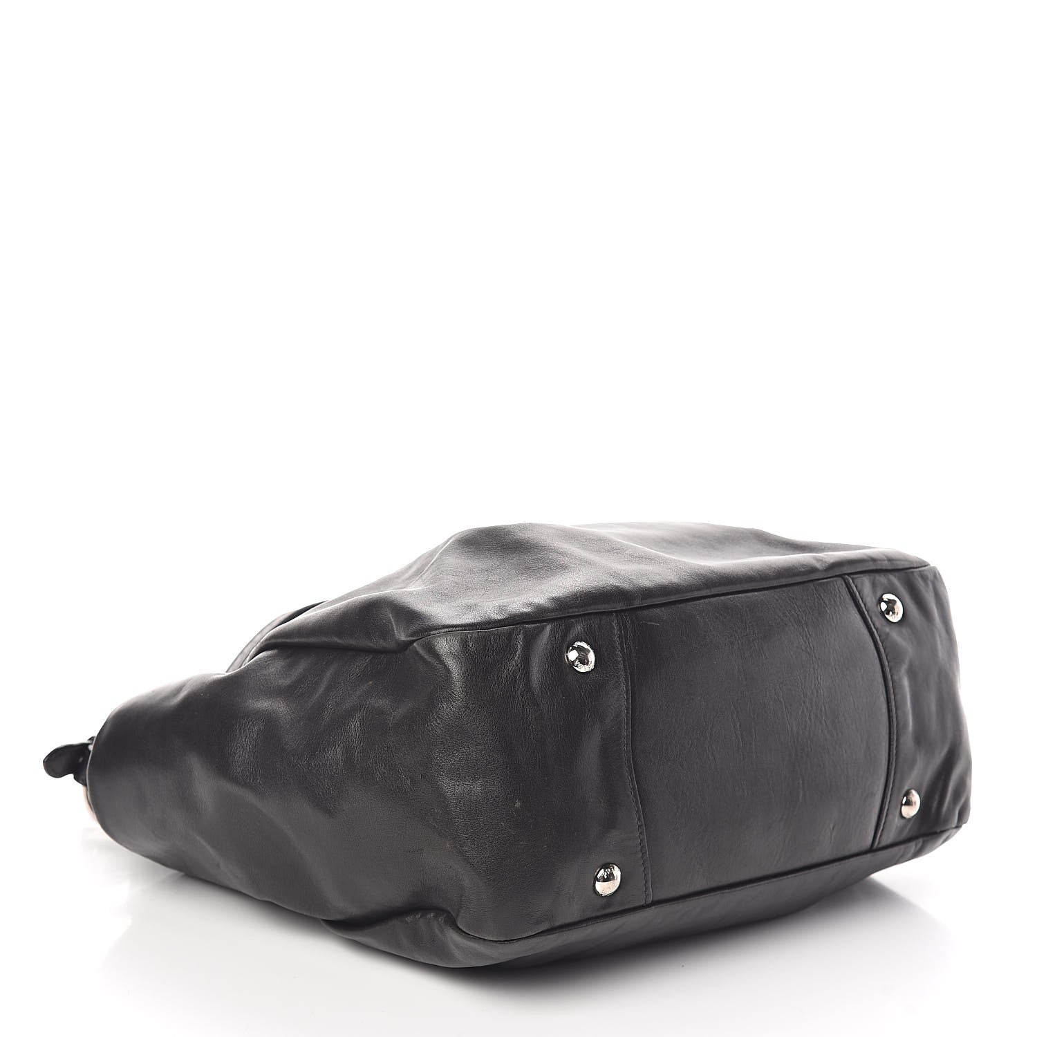 Prada Soft Calfskin Pleated Hobo Black 4 of 9