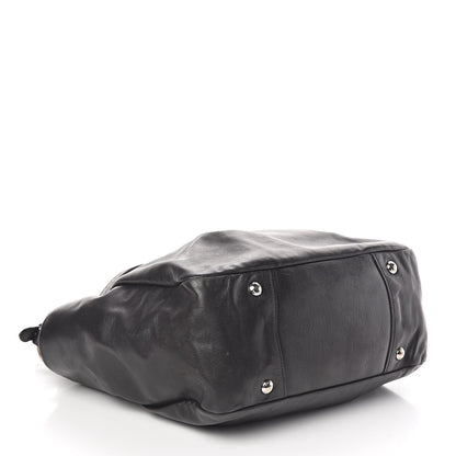 Prada Soft Calfskin Pleated Hobo Black 4 of 9