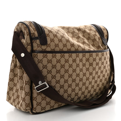 Gucci Monogram Natural Pigskin Large Diaper Bag Beige Ebony Cocoa Dark Chocolate 5 of 12