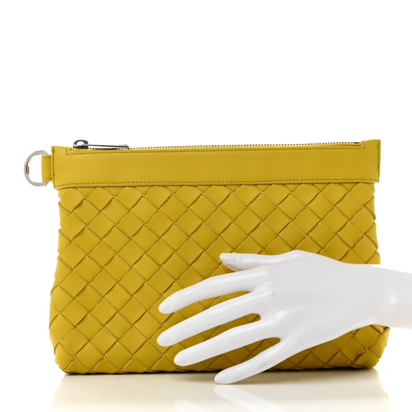 Nappa Intrecciato Flat Zip Pouch Buttercup